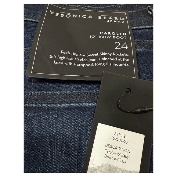 Veronica Beard Carolyn 10" Baby Boot High Rise Stripe Jean 24 - Picture 2 of 5